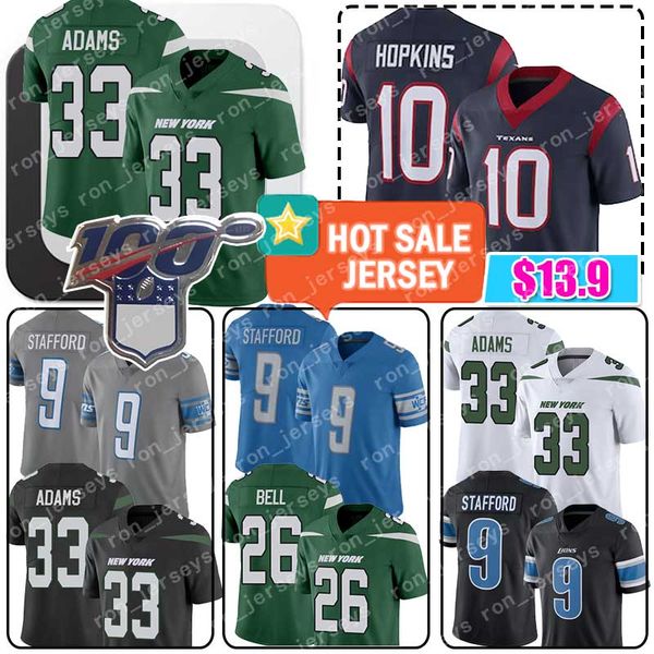 

33 jamal adams jersey new 26 le'veon bell york detroit jet 9 matthew stafford lion 88 t.j. hockenson deandre hopkins football jerseys, Black;red