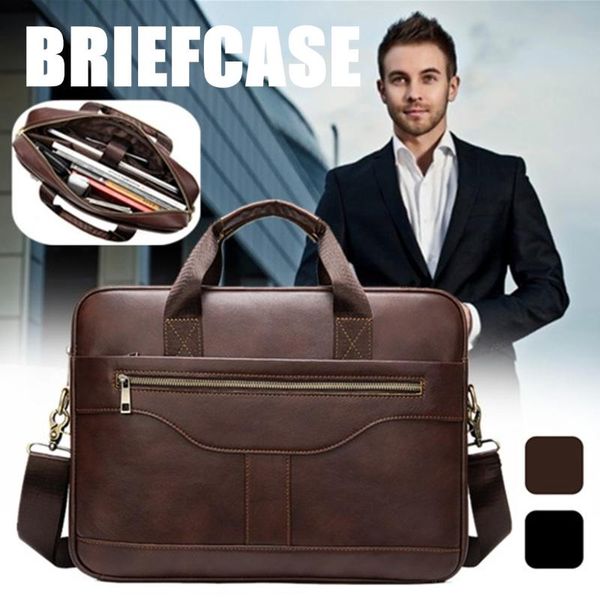 

2020 men's genuine leather briefcase male man lapbag natural cowhide leather for men messenger bags men's briefcases coffee