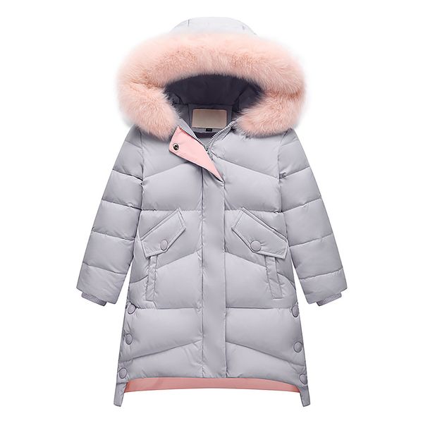 

telotuny boys girl winter faux fur hooded parkas coats jacket kids thick down outerwear hoodie warm overcoat padded clothes za16, Blue;gray