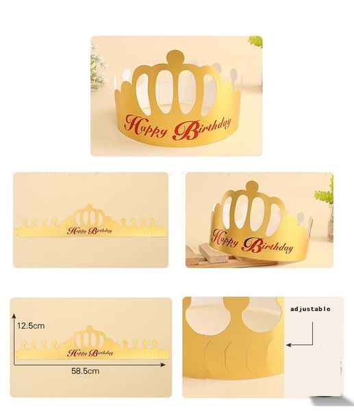 

adjustable gold red birthday crown paper hat boys girls tiara headdress caps children birthday party head decoration navidad other event p