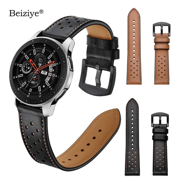 

20mm 22mm width leather watch band straps for samsung galaxy watch 42mm 46mm gear s3 frontier/s3 classic bracelet strap, Black;brown