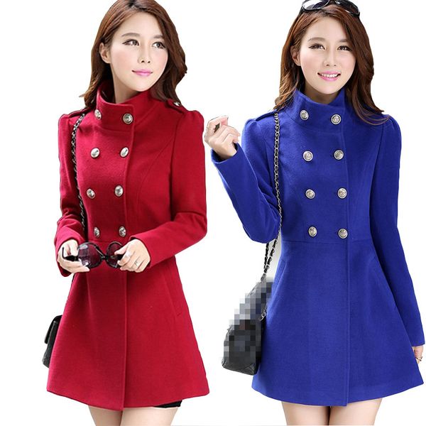 

b3833 2018 autumn and winter new women's fashion temperament loose outside slim blends coat wholesale, Black