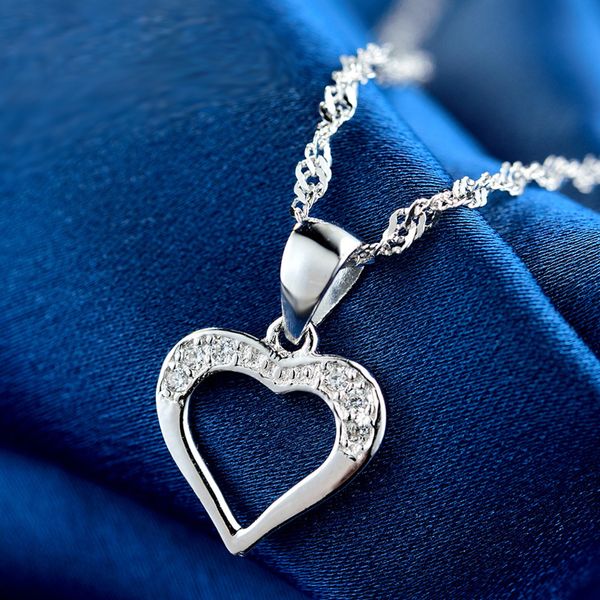

jrsial fashion necklace accessories ladies s925 sterling silver inlaid with zircon simple hollow love clavicle chain pendant