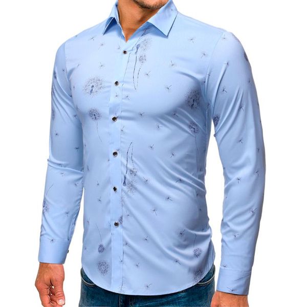 

jaycosin men shirts polyester men's new style fashion stamped long sleeve shirt printed long-sleeved blouse men shirts casual, White;black