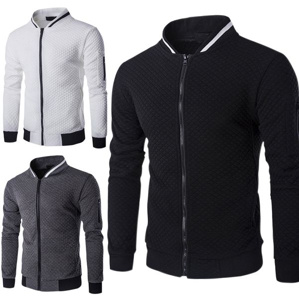 

men jacket coat o neck zipper autumn spring casual sweatshirt long sleeve stand collar jackets xrq88, Black;brown