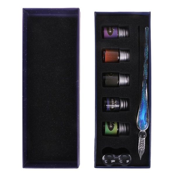 

crystal starry sky glass ink pen glass dip pen for writing fountain set gift m5tb