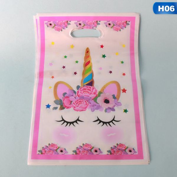 

10pcs/set unicorn pink theme party gift bag party decoration plastic candy bag for kids festival supplies