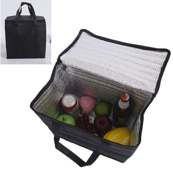 

black insulated tote cooler bag for grocery shopping transport and cold food camping beach reusable grocery bag an2431