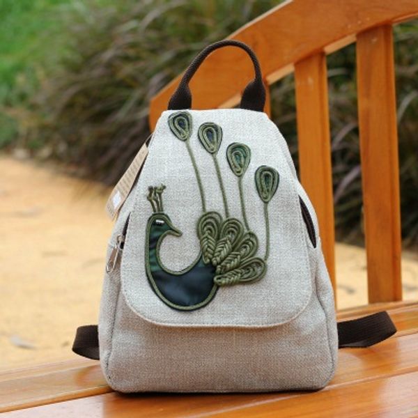 

vintage string appliques women traveller backpacksnice animal embossing lady zipper&hasp backrack versatile canvas backruck