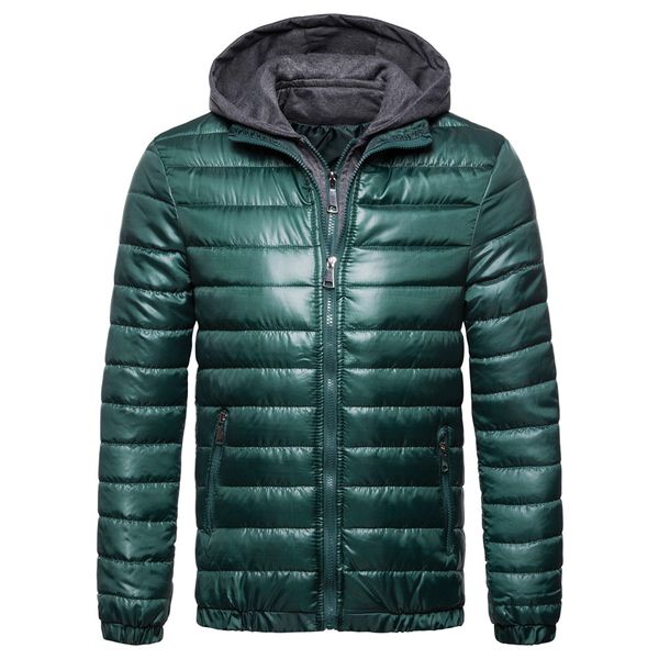 

2018 fashion new cotton men's solid color hooded men's jacket cotton clothes winter jacket men winter coat men, Black