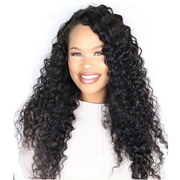 

brazilian virgin hair lace wigs for women deep wave human hair lace front wig pre plucked with bleached knots, Black;brown