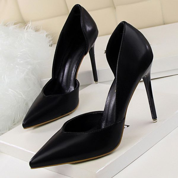 

bigtree solid women pumps thin heels shoes high heels pointed toe fashion wedding shoes woman summer pumps female, Black
