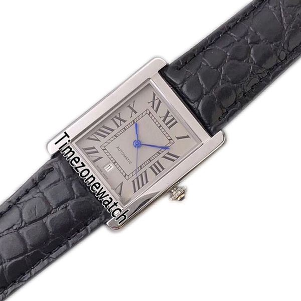 Nuovo 42mm Solo W5200027 Cassa in acciaio Quadrante grigio Roma Mark Lancette blu Orologio automatico da uomo Orologi in pelle con zaffiro 7 colori Timezonewatch E06a1