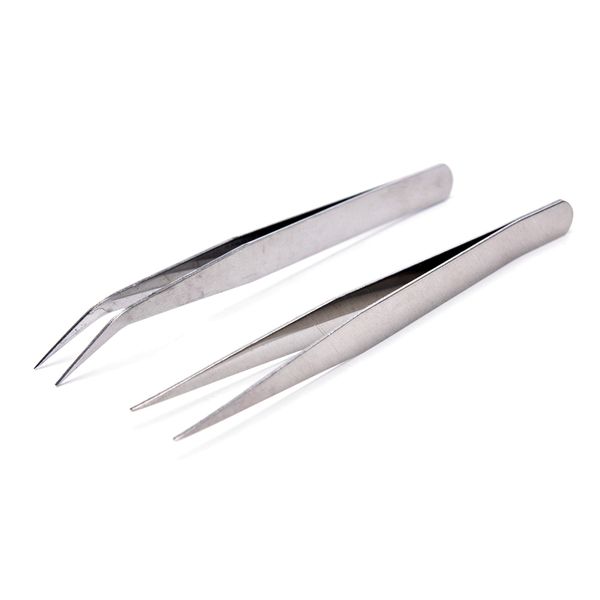 

2pcs/set metal color straight & curved stainless steel eyelash tweezer nippers extensions nail art