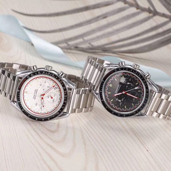 

роскошные мужские дизайнерские часы лучший бренд секундомер из нержавеющей стали ремешок 43 мм циферблат кварцевые наручные часы для мужчин, Slivery;brown