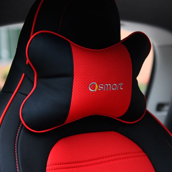 

automotive interior pu leather headrest for smart 453 450 451 fortwo forfour memory foam head neck rest cushion car neck pillow