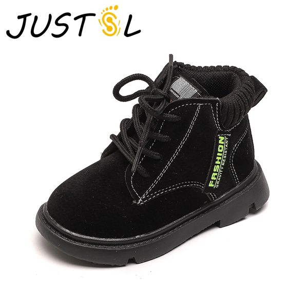 

justsl 2019 winter new children casual shoes kids fashion martin boots boys girls plus velvet boots size 21-30, Black;grey