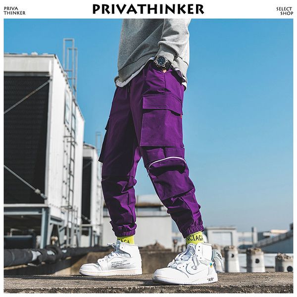 

Privathinker Мужчины Фиолетовые брюки для бегунов 2018 Мужские карманы Уличная одежда Бр