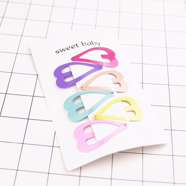 

6pcs/set candy colorful lovely cartoon printing girl hairpin bb snap little hair clips kids hair accessories, Slivery;white