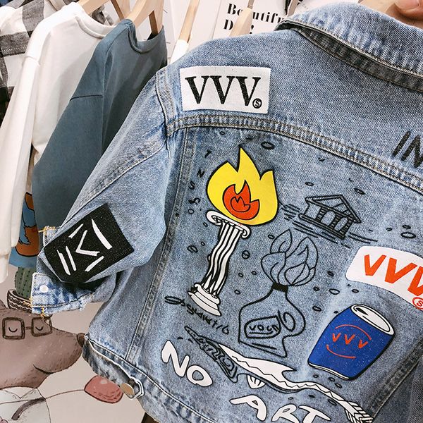 

children's denim jackets boys trench jean jackets girls kids clothing baby coat casual outerwear windbreaker spring autumn 2-6y, Blue;gray