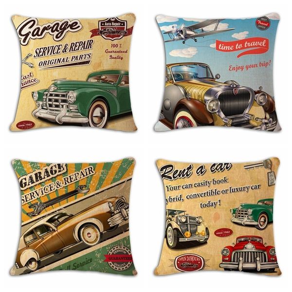 

cartoon automobile inbetweening hand cotton flax pillow back cushion
