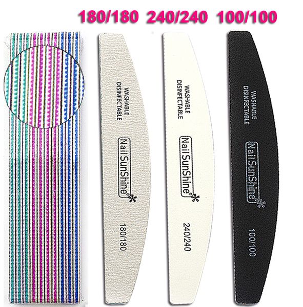 

6pcs thick professional nail file 100/180/240 buffer block uv gel varnish emery file sandpaper nail files white/gray/black