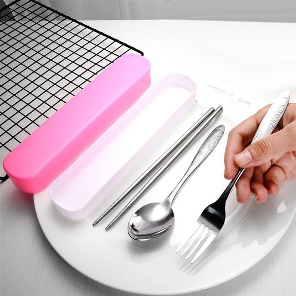 

dinnerware sets 3pcs/set portable traveling spoon/chopsticks/fork tableware camping hiking flatware school home accessories