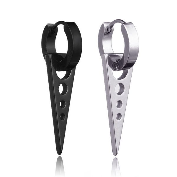 

2019 korean cool punk style earrings for men boy triangle stud earrings statement jewelry hoop piercing earring gift, Silver