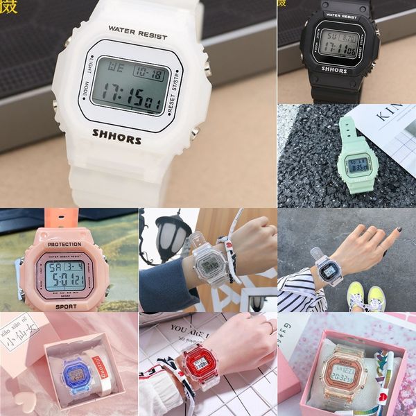 

small square fashion square multi-functional waterproof colorful luminous for boys watch watercolor watch and girls, Blue