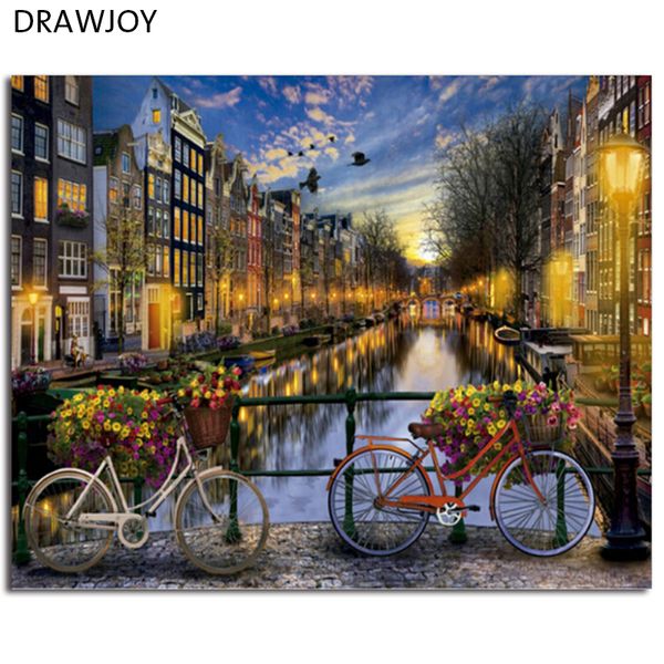 

drawjoy framed landscape diy painting by numbers painting & calligraphy diy digital oi by numbers home decor