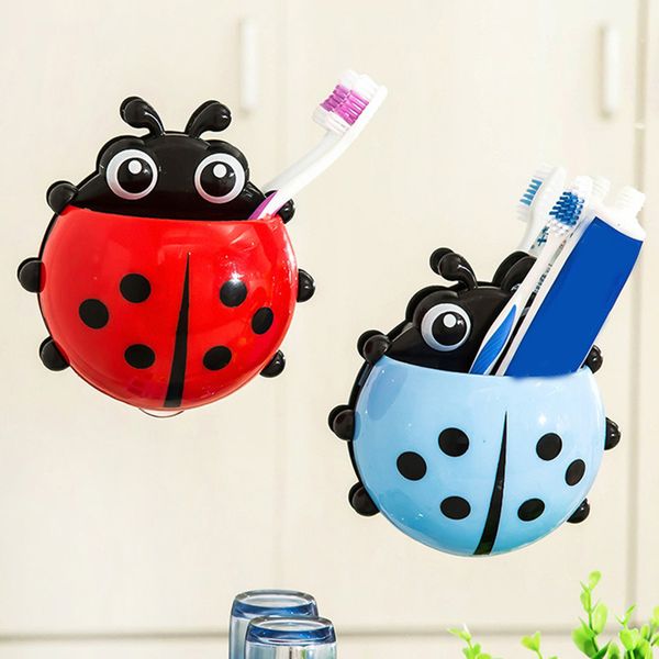 

cute ladybug insect toothbrush holder cartoon toiletries toothpaste holder wall suction bathroom sets cup tooth brush container