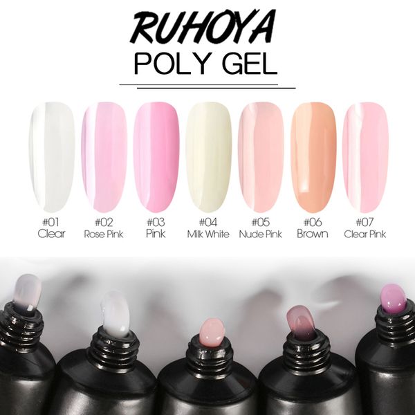 

ruhoya poly gel acrylic gel quick building finger extension 9 color nail art uv builder camouflage extend tips, Red;pink
