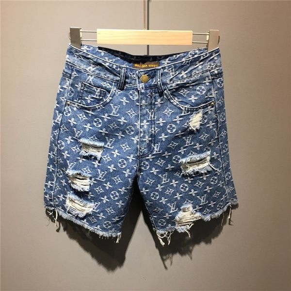 

19 luxuriou brand de ign full print broken jean denim hort pant trou er women lady girl fa hion weatpant outdoor hort