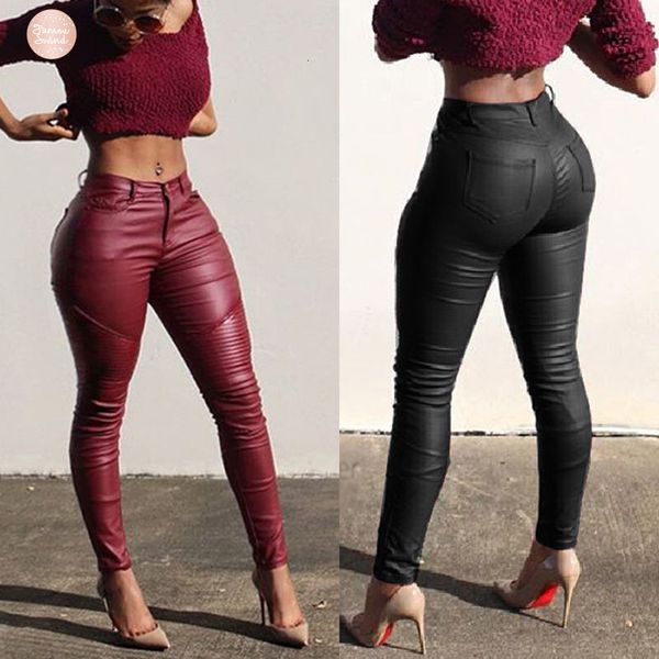 

ladies trousers leather leather skinny high waist leggings stretchy pencil pants women pu skinny pencil pant, Black;white