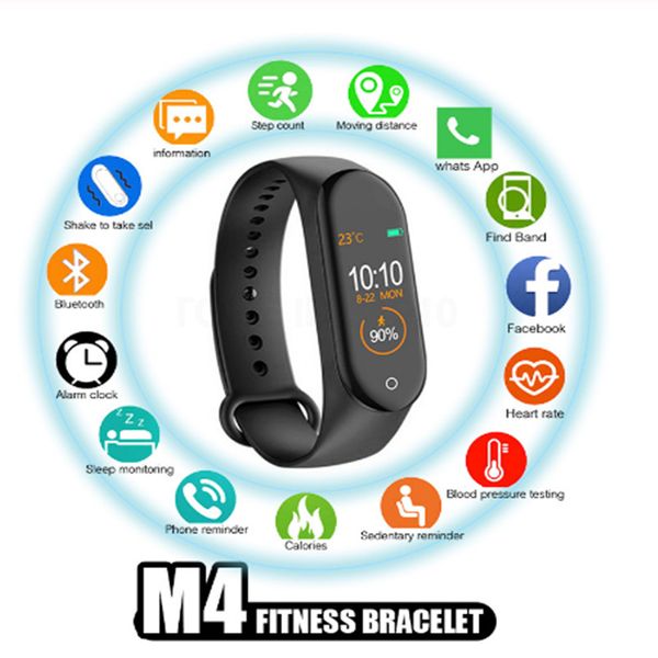 

M4 mart bracelet band fitne tracker heart rate blood pre ure me age reminder color creen port wri tband pk mi band 4