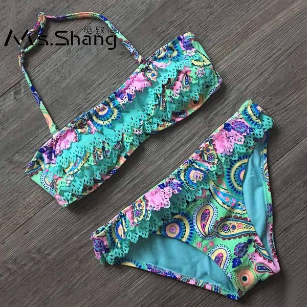

7-14 years print baby girl bikini children two piece swimsuit kids infant girl swim wear hollow out toddler bathing suits