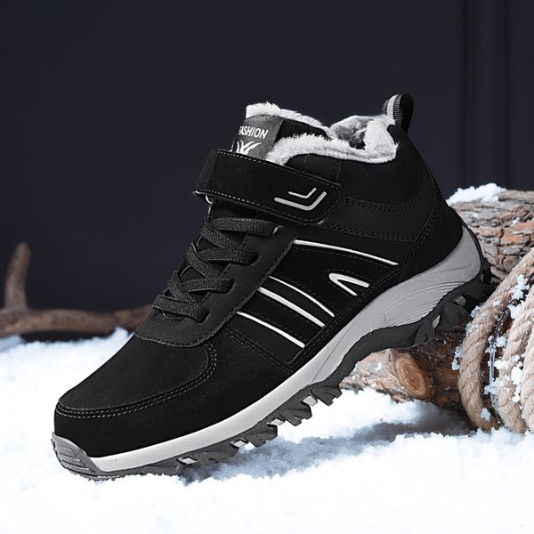 

winter women boots woman lady genuine leather warm flat platform fur waterproof snow sneakers plush fashion casual boots plus, Black