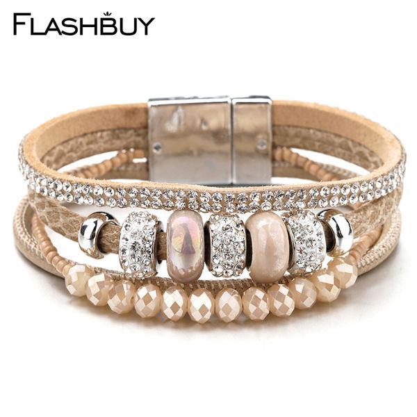 

rhinestone alloy leather pearl ceramic vintage cuff bracelet bangles for women bracelet jewelry valentines gift, Black