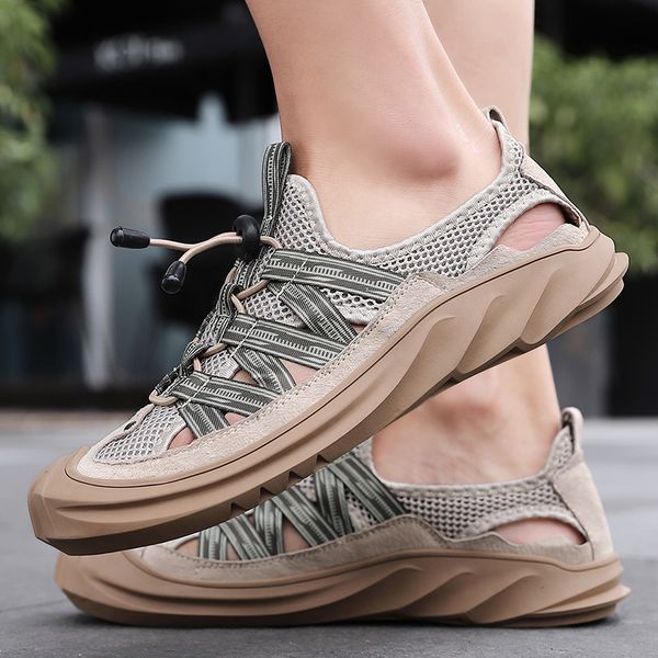 

2020 summer shoes men sneakers breathable summer holiday mesh shoes fashion mens casual thick sole non-slip ka2327, Black
