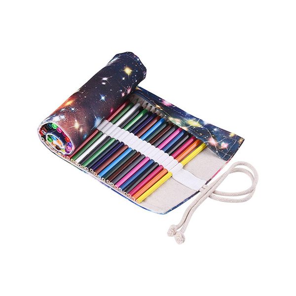 

36/48/72 holes stars canvas roll-up pencil bag painting brush container pouch