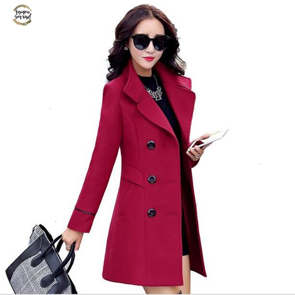 

winter autumn new fashion women's wool coat double breasted coat elegant bodycon cocoon wool long coat lu308, Black