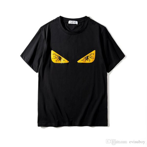 

luxury mens designer t shirt fashion eyes printing designer t shirt short sleeves men women hip hop tees size s-xxl, White;black