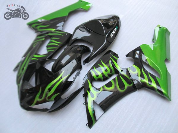 set carene complete per Kawasaki ZX6R 2005 2006 Ninja ZX 636 ZX 6R 05 06 ZX6R verdi fiamme moto kit carene TV18