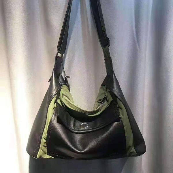 

нейлон натуральная кожа лоскутные сумки на ремне большой повседневный big bag сумки женщины top handle дорожная сумка портативный сумка tote