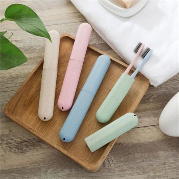 

toothbrush straw case wheat straw travel camping 4 colors toothbrush holder hiking camping portable toothbrush cover storage box protect
