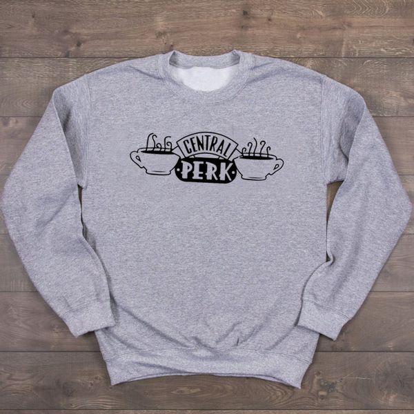 

central perk coffee sweatshirt women fashion stylish funny pullover streetwear tv shows jumpers girl aesthetic outwear drop ship, Black