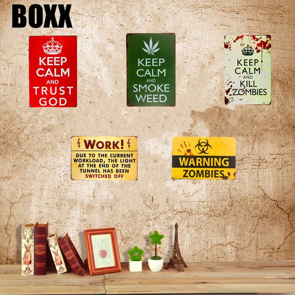

keep calm and kill zombie warning metal tin sign wall sticker home decor outdoor poster chamber of secrets escape wall decor