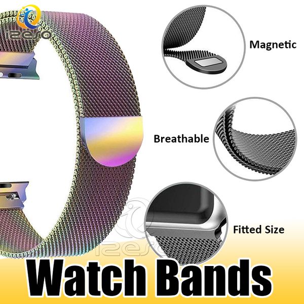 

Colorful Stainless Steel Watch Bands for Apple Watch Series 5 4 3 2 Metal Wrist Band 42mm 38mm Luxury Magnetic Bracelet for iWatch