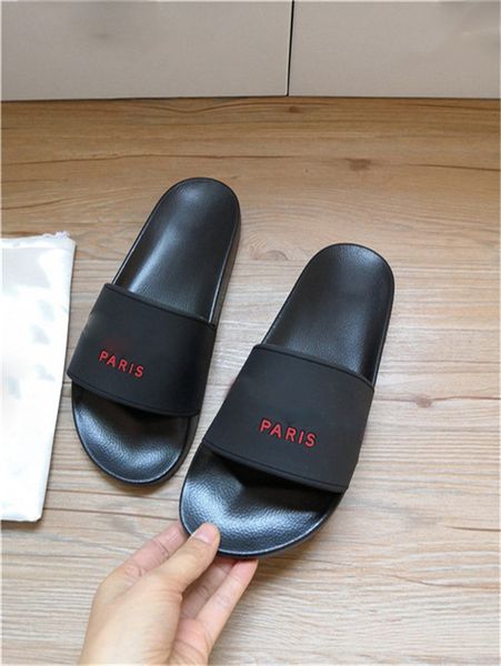 

paris luxury designer sliders mens womens summer sandals beach slippers ladies flip flops flat shoes black white blue slides slippers