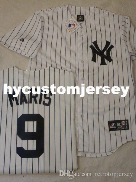 

custom majestic new york #9 roger maris "w/name" sewn baseball jersey mens stitched jerseys big and tall size xs-6xl for sale, Black;blue
